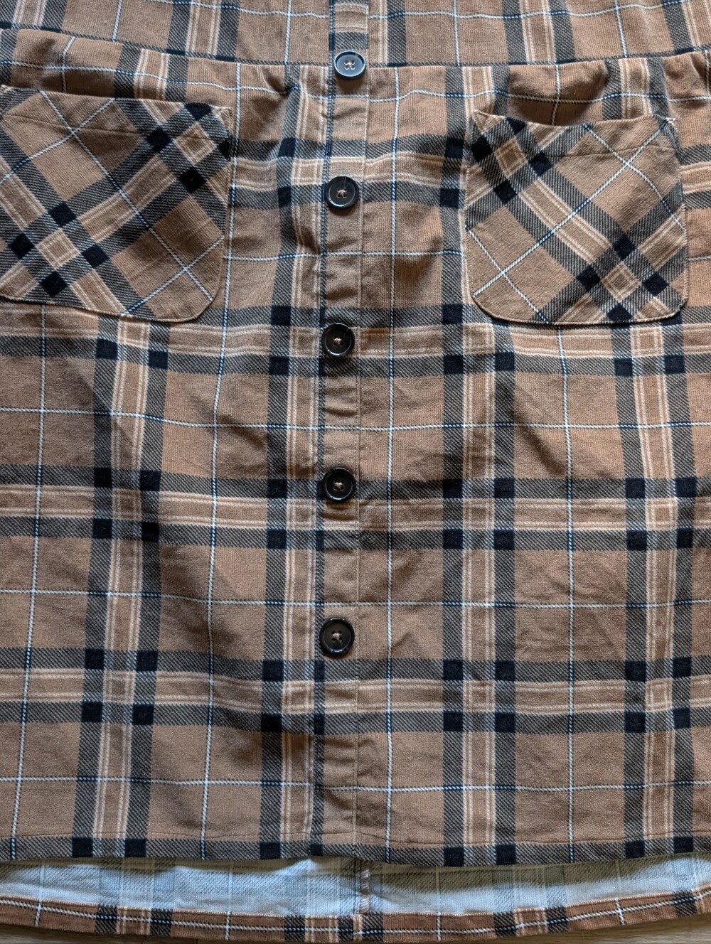 NWT torrid Button-Front Plaid Mini Skirt in Tan and Black - Picture 2 of 7